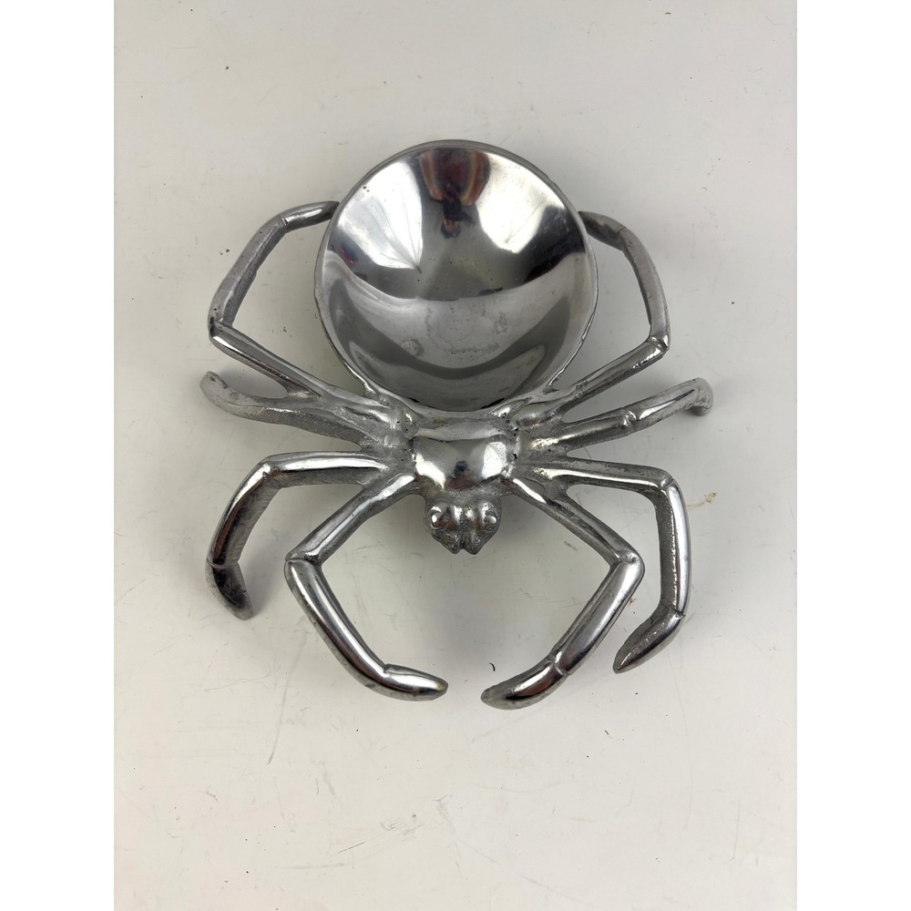 Vintage Metal Spider Dish Aluminum Halloween Gothic‎ Decor Bowl